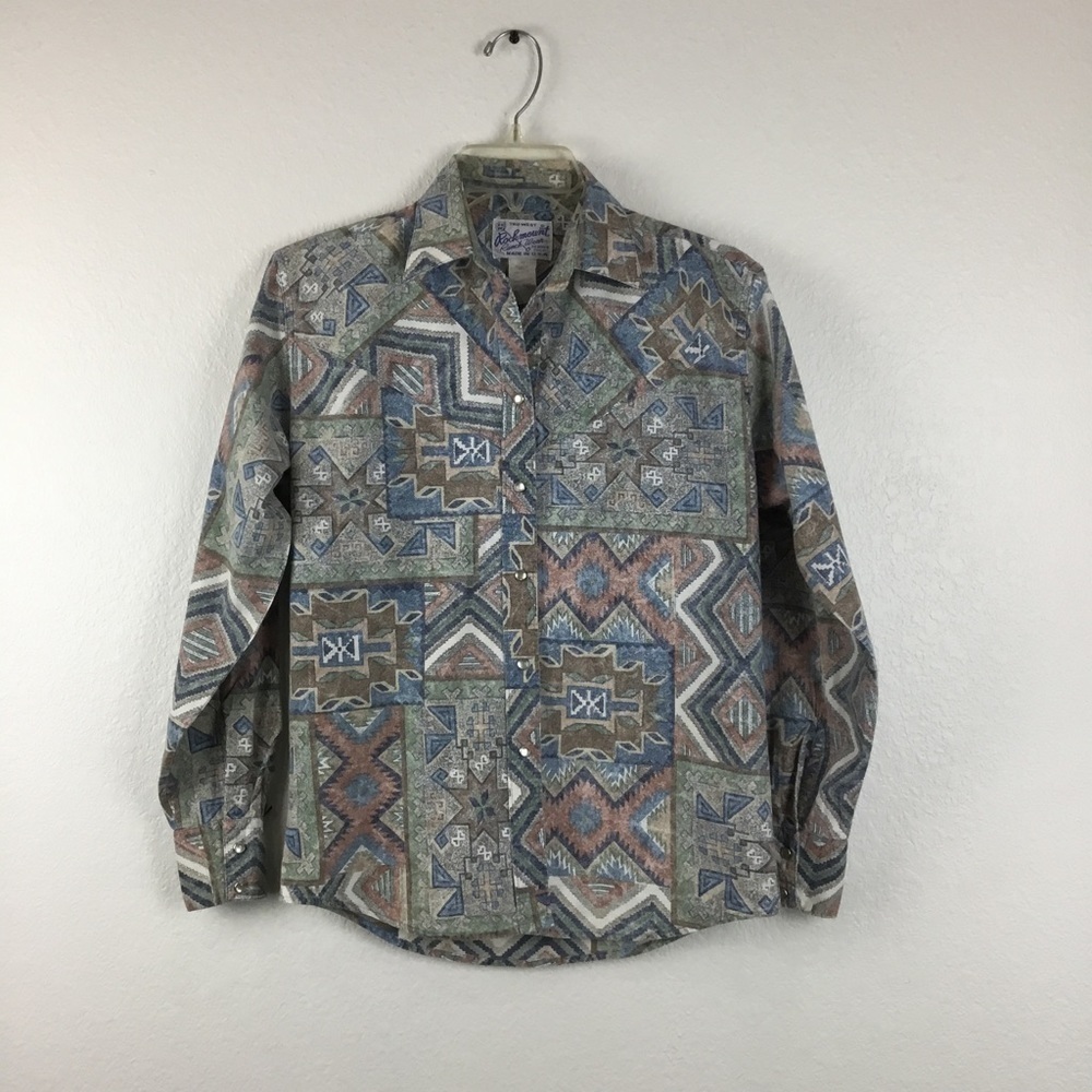 𝅺ROCKMOUNT Ranch Wear Denver Colorado Pearl Snap Button Shirt Size Small